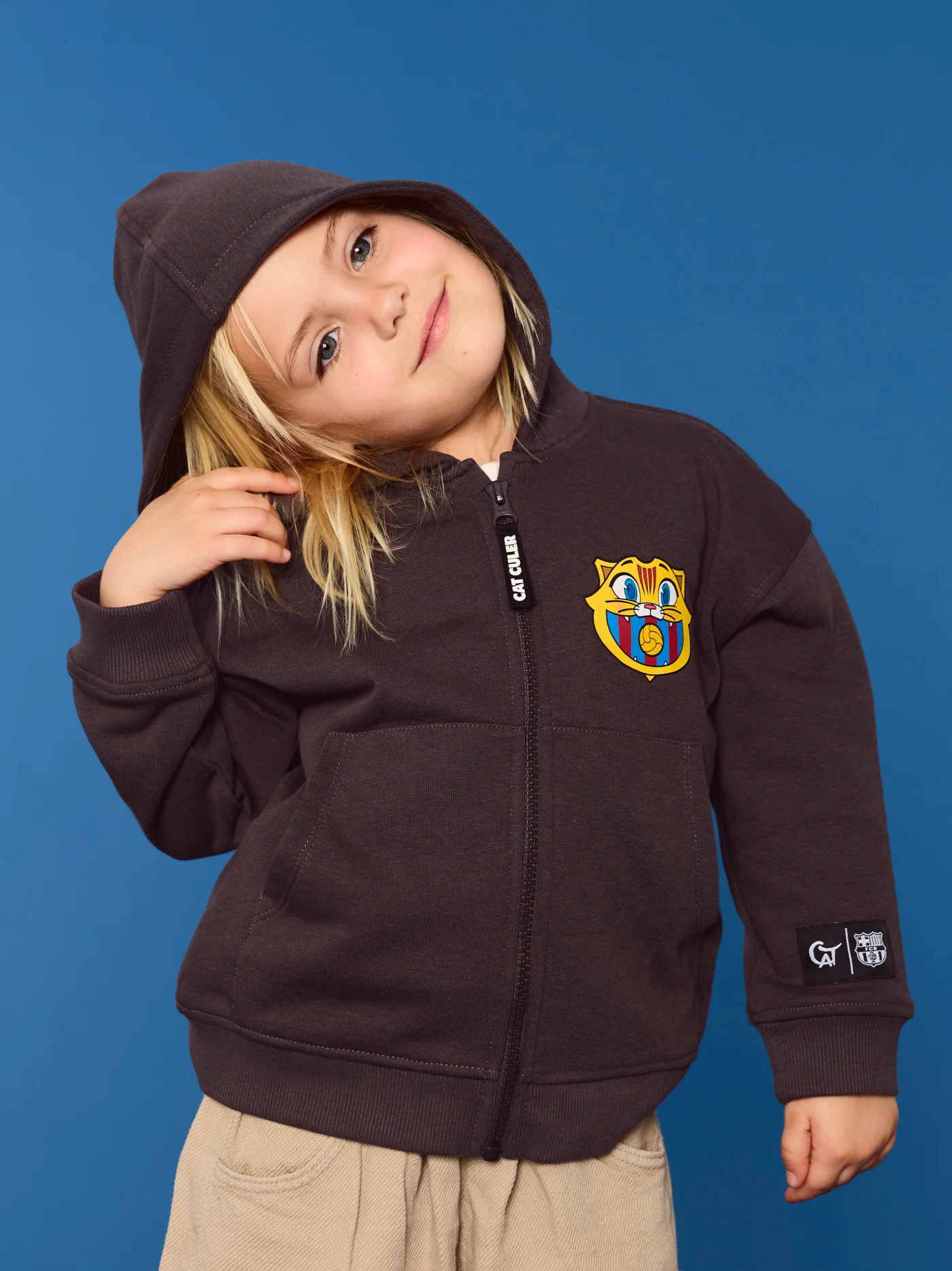 Hoodie Zip Black Little Kids Cat Barça - Image 6