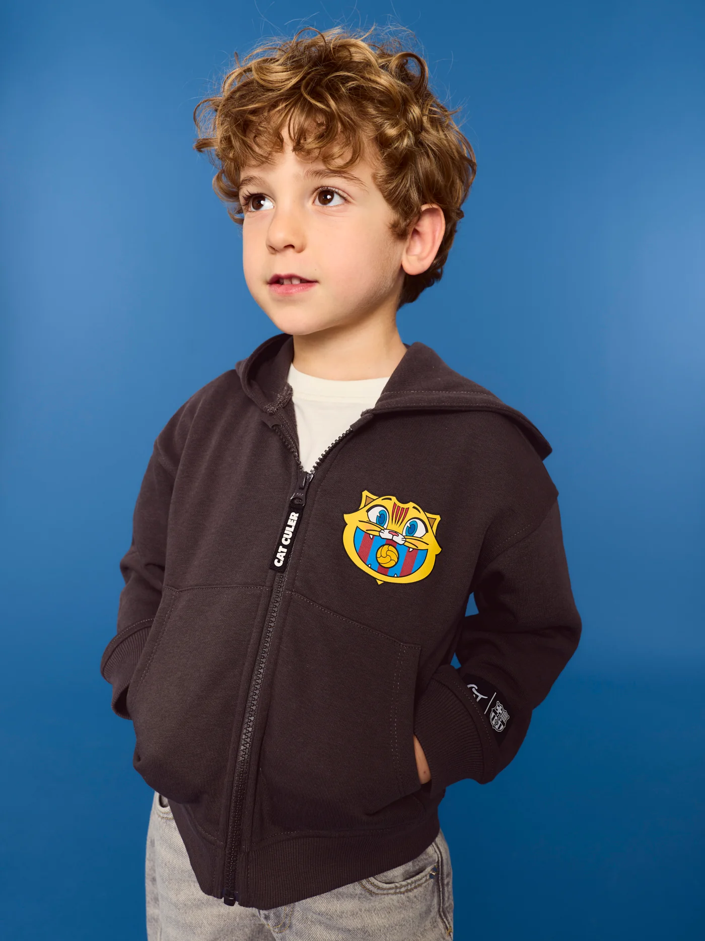 Hoodie Zip Black Little Kids Cat Barça - Image 8
