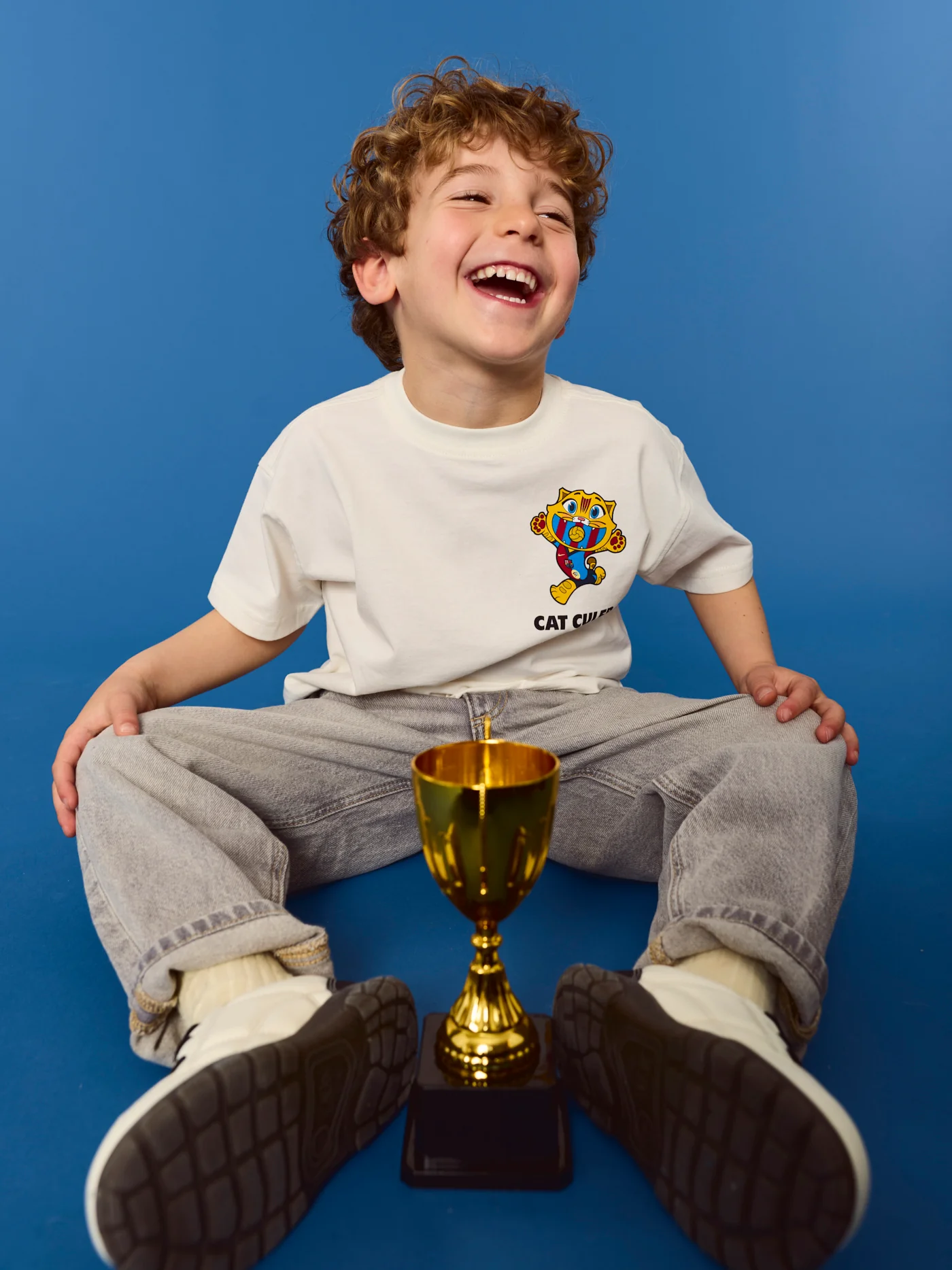 T-shirt Ecru Little Kids Cat Barça - Image 2