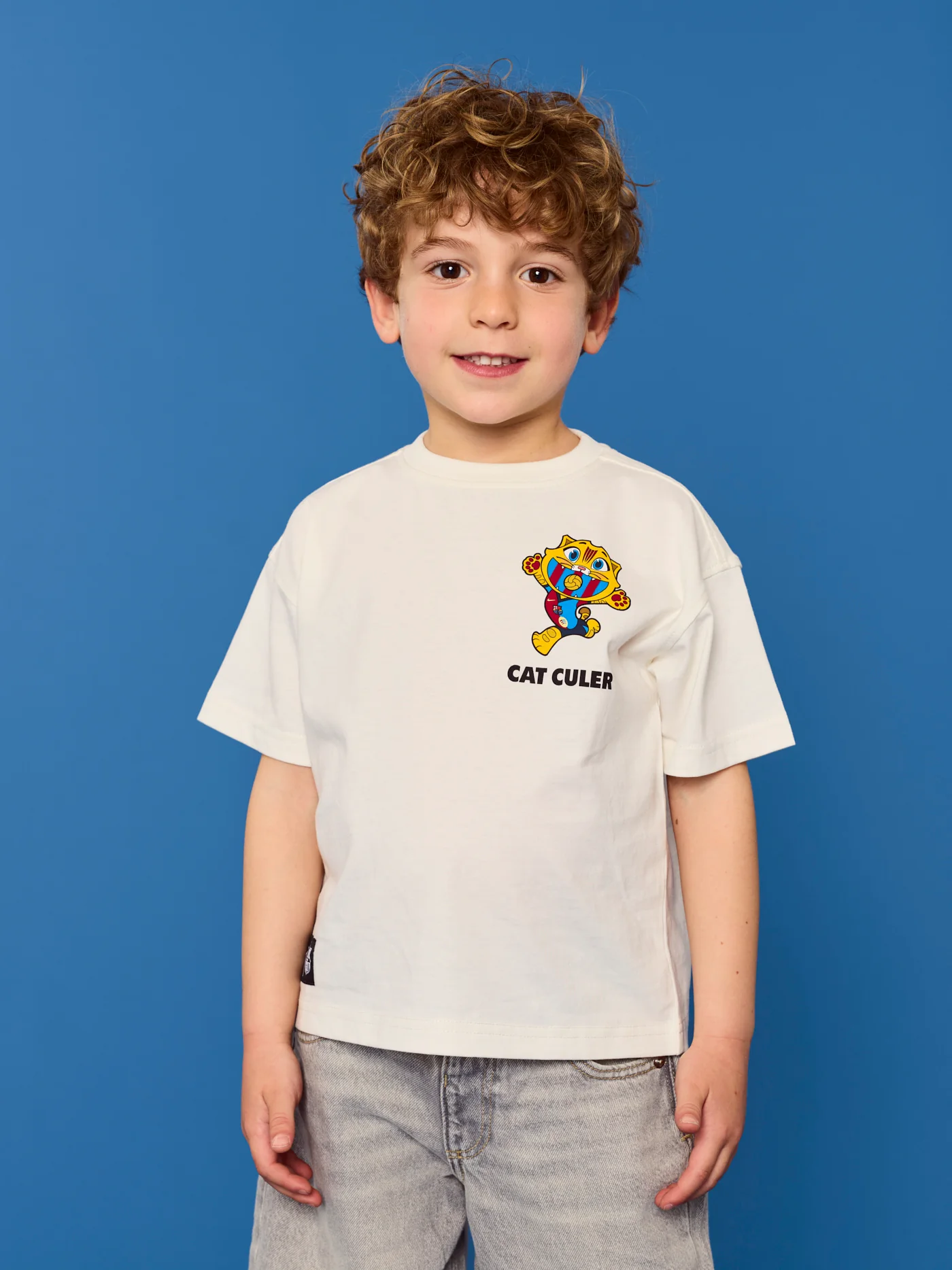 T-shirt Ecru Little Kids Cat Barça - Image 7